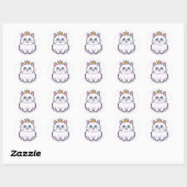 Chat Blanc Avec Autocollant Couronne Chat Princess (Feuille)