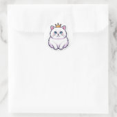 Chat Blanc Avec Autocollant Couronne Chat Princess (Sac)
