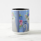 Chat Blanc Avec Couronne De Fleurs 2 Mug (Centre)