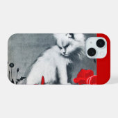 CHAT BLANC AVEC PAPILLON ROUGE (Verso Horizontal)