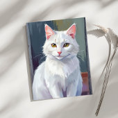 Chat Blanc | Carte de peinture d'animal de compagn