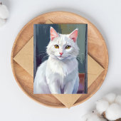 Chat Blanc | Carte de peinture d'animal de compagn