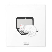 Chat Blanc Dormir Sur Le Bloc-Notes De L'Ordinateu (Devant)
