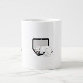 Chat Blanc Dormir Sur Le Portable Jumbo Mug (Devant)