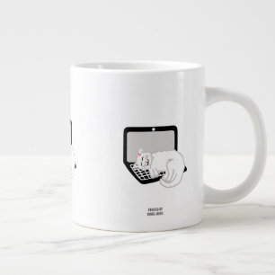 Chat Blanc Dormir Sur Le Portable Jumbo Mug