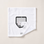 Chat Blanc Dormir Sur L'Ordinateur Portable Servie (Gant de toilette)