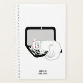Chat Blanc Dormir Sur Ordinateur Portable Petit Pl (Devant)