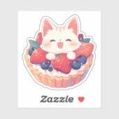 Chat blanc et sticker à tarte aux baies mixtes (Feuille)