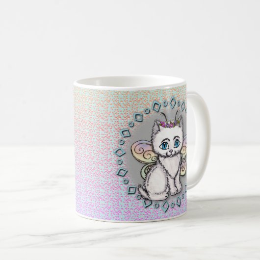 Chat blanc Fairy mug (Devant droit)