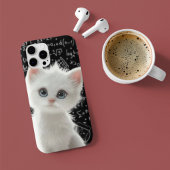 Chat Blanc Fluffy & Formules Mathématiques Étui Bl