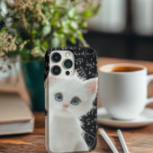 Chat Blanc Fluffy & Formules Mathématiques Étui Bl