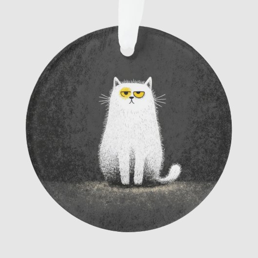 Chat Blanc Grincheux – Drôle d'Art Minimal de Chat (devant)