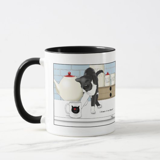 Chat blanc gris Funny Thé Mug cuisine (Gauche)
