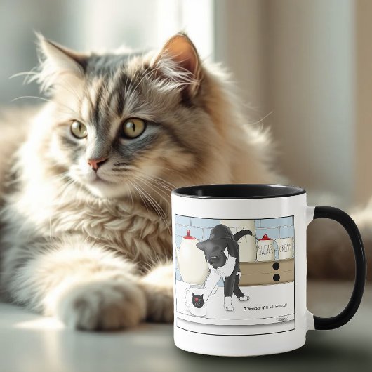 Chat blanc gris Funny Thé Mug cuisine