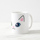 Chat blanc mignon Hétérochromie Mug (Devant droit)