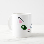 Chat blanc mignon Hétérochromie Mug (Devant gauche)
