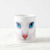 chat blanc mignon, tasse drôle (Centre)