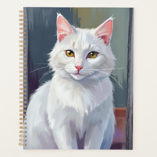 Chat Blanc | Peinture de Chat de Compagnie à l'Aqu (Devant)