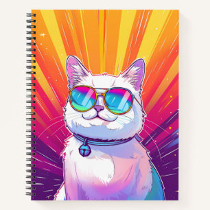 Chat blanc portant des lunettes de soleil Livre d'