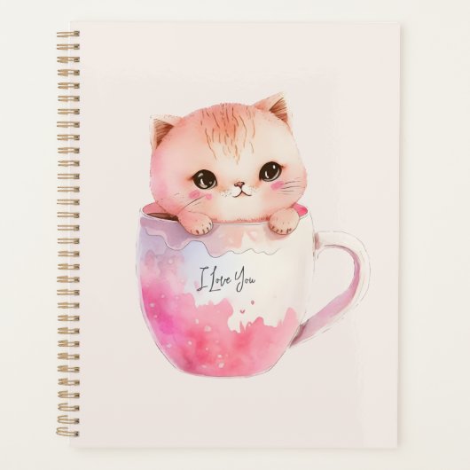 Chat blanc-rose mignonne dans une tasse de thé (2) (Devant)