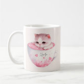 Chat blanc-rose mignonne dans une tasse de thé (3) (Gauche)