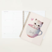 Chat blanc-rose mignonne dans une tasse de thé (4) (Devant avec enveloppe)