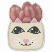 Chat blanc Sticker Plante en caoutchouc rouge de c (Devant)