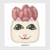 Chat blanc Sticker Plante en caoutchouc rouge de c (Feuille)