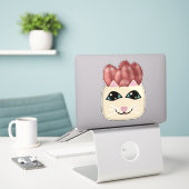 Chat blanc Sticker Plante en caoutchouc rouge de c (Ordinateur portable sur le bureau)