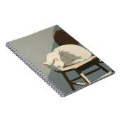 Chat blanc Sunbeam Carnet Chaise en bois (Côté Droit)