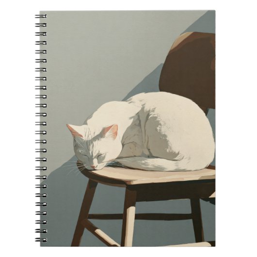 Chat blanc Sunbeam Carnet Chaise en bois (Devant)
