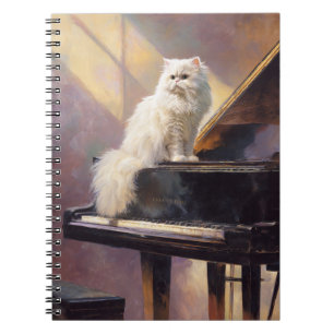 Chat blanc sur Carnet spiral de piano
