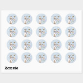 Chat blanc Whimiscal avec Stickers Fleurs (Feuille)