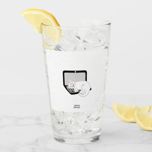 Chat Blanche Dormir Sur Le Lecteur De Verre Ordina (Devant glace)