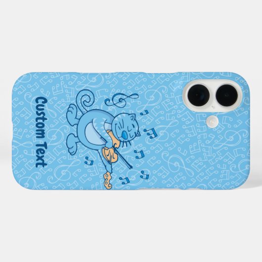 Chat bleu avec coque iphone violon (Verso (horizontal))