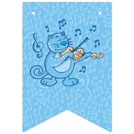 Chat bleu avec drapeaux de brassage de violon (Deuxième drapeau)