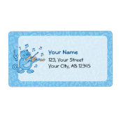 Chat bleu avec Étiquette violon (Devant)