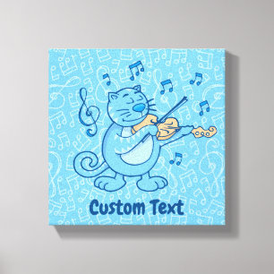 Chat bleu avec impression sur toile de violon