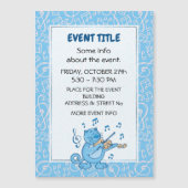 Chat bleu avec invitation magnétique violon (Devant)