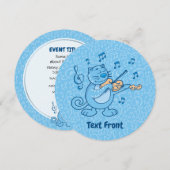 Chat bleu avec invitation violon (Devant / Derrière)