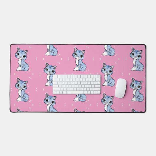 Chat bleu mignon sur rose (Clavier et souris)