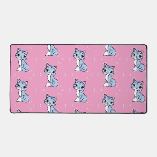 Chat bleu mignon sur rose (Recto)