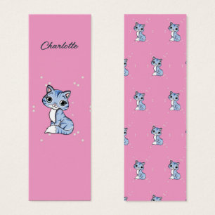 Chat bleu mignon sur signet de nom personnalisé ro