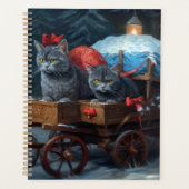 Chat bleu oriental neigeux Noël décoration (Devant)