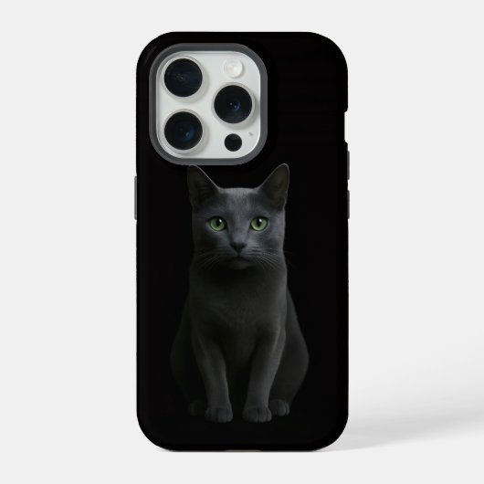 Chat bleu russe Black 4 Luxe iPhone 15 Pro Mate (Verso)