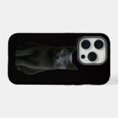 Chat bleu russe Black 4 Luxe iPhone 15 Pro Mate (Verso Horizontal)