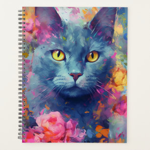 Chat bleu russe coloré