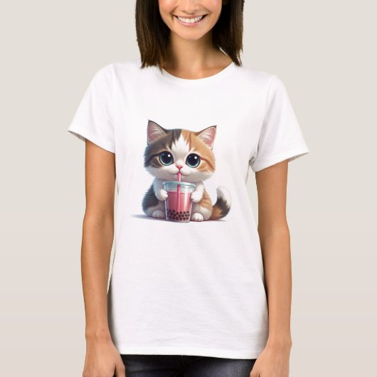 Chat boire un T-shirt Boba (Devant)