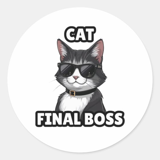 Chat Boss Final Autocollant Cool (Devant)