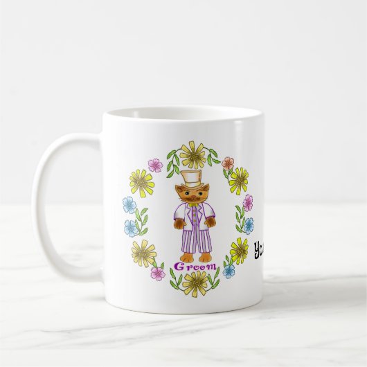 Chat Bride Groom mariage tasses (Gauche)